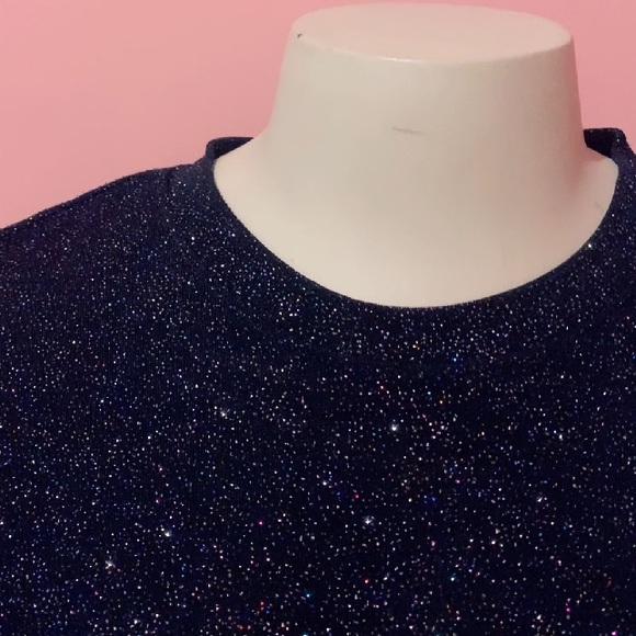 Navy Glittery Holiday T-Shirt Party Dress - Picture 3 of 3